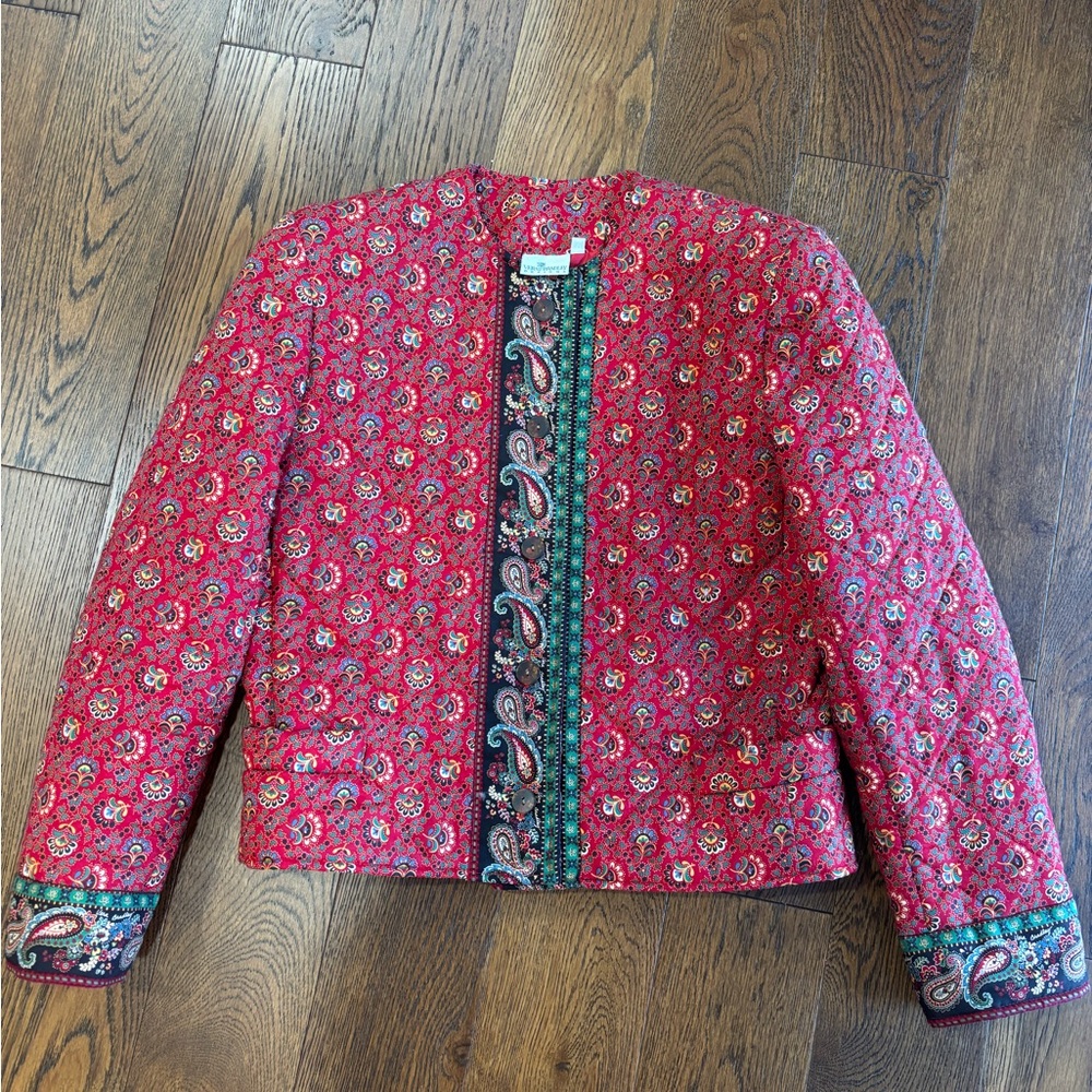 Vintage Vera Bradley red paisley quilted jacket Medium